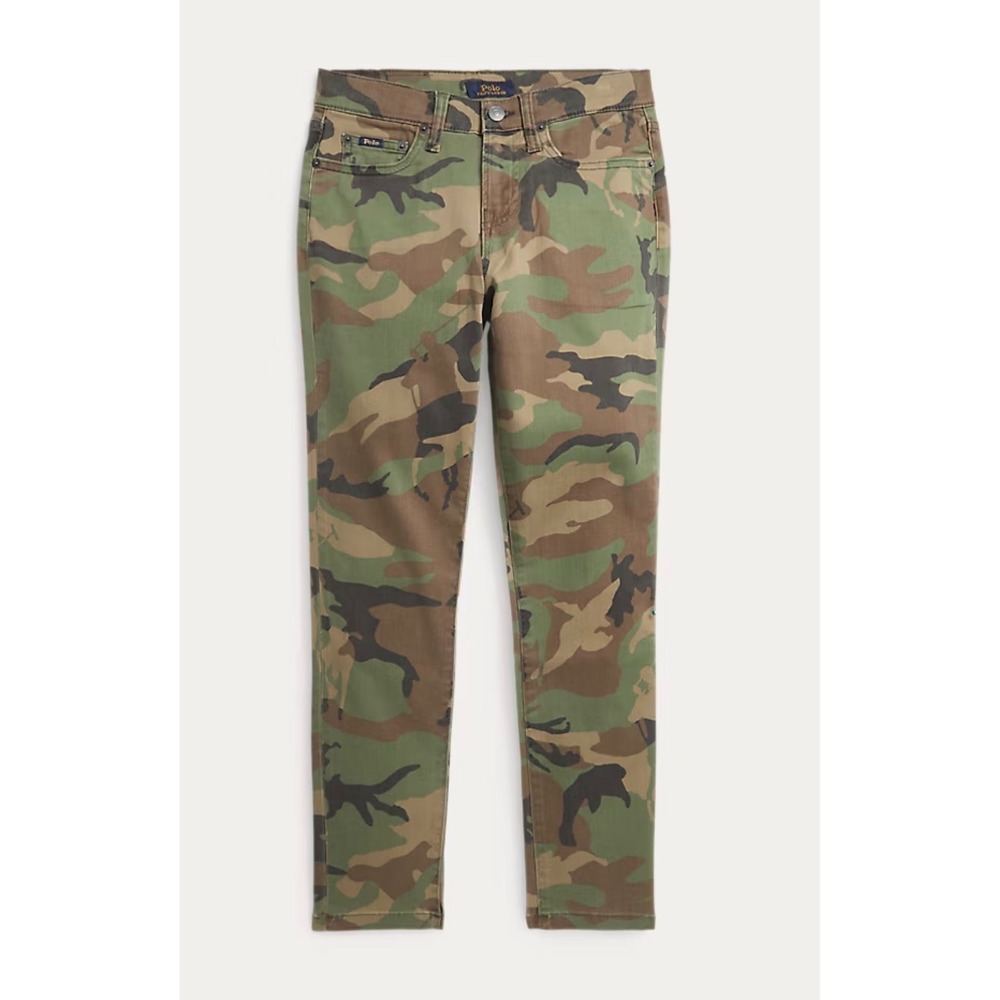 Polo Ralph Lauren Kids Camo Print Stretch Cotton Pants Green Brown Size 10 12